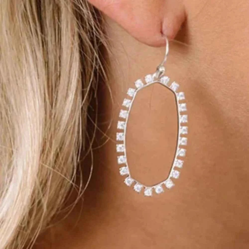 Danielle Open Frame Crystal Rhodium Earrings