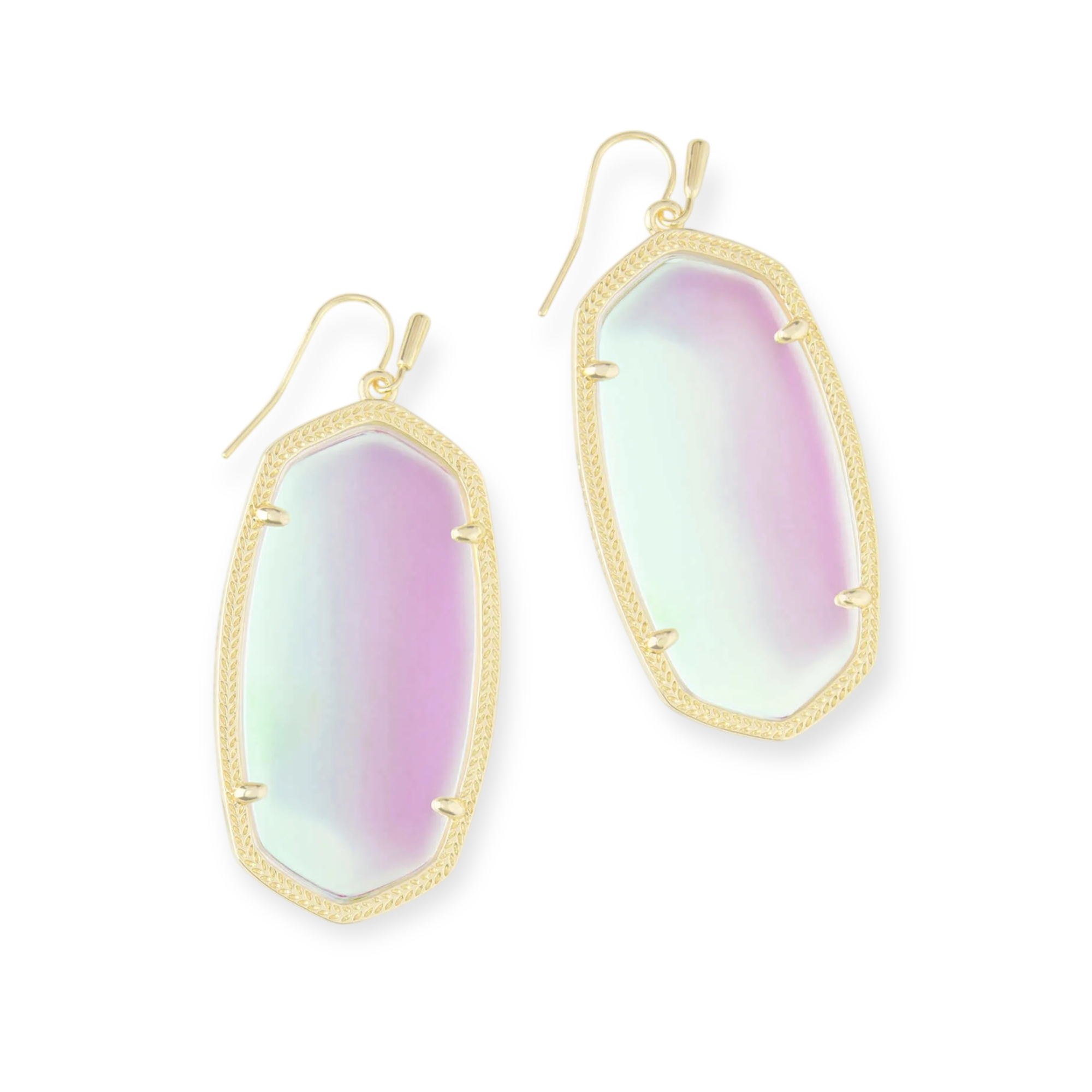 Danielle Gold Drop Earrings in Dichroic Glass