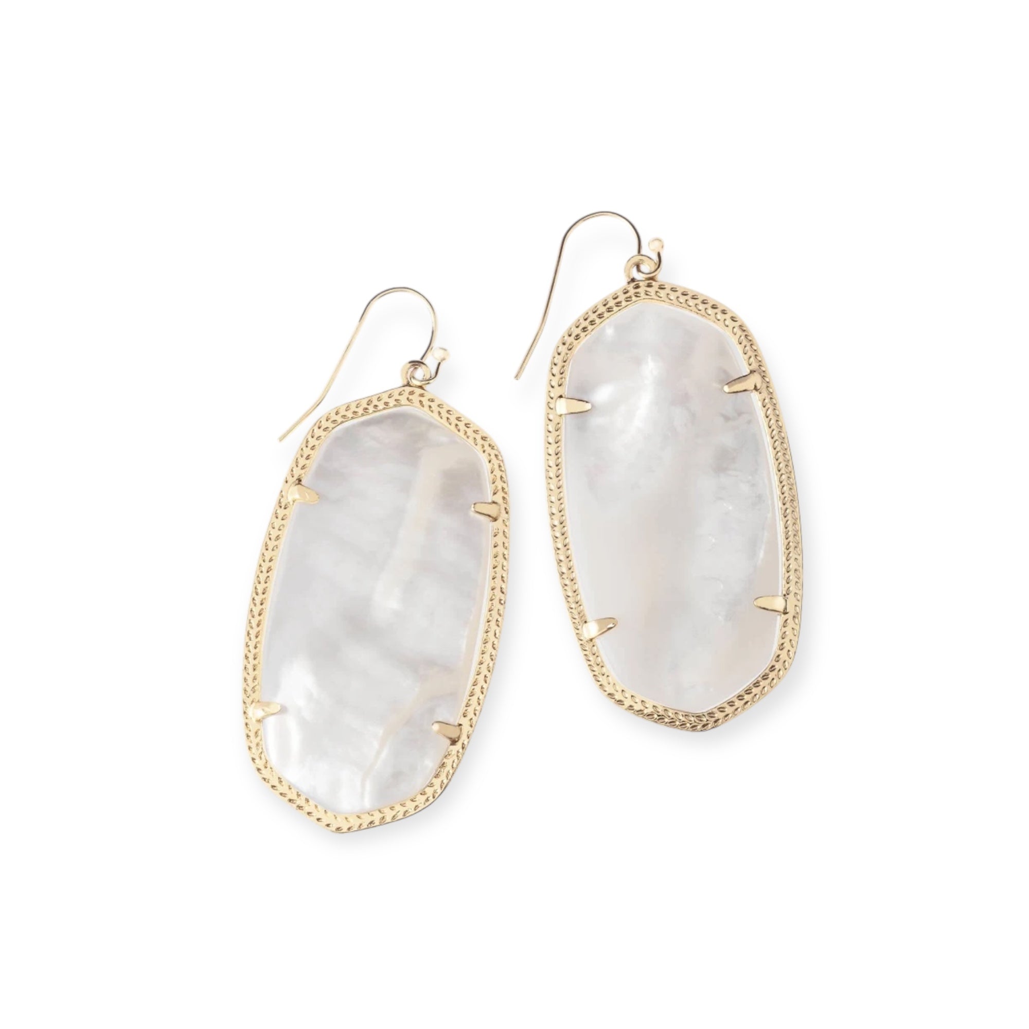 Danielle Gold Statement Earrings in Ivory Mother-of-Pearl