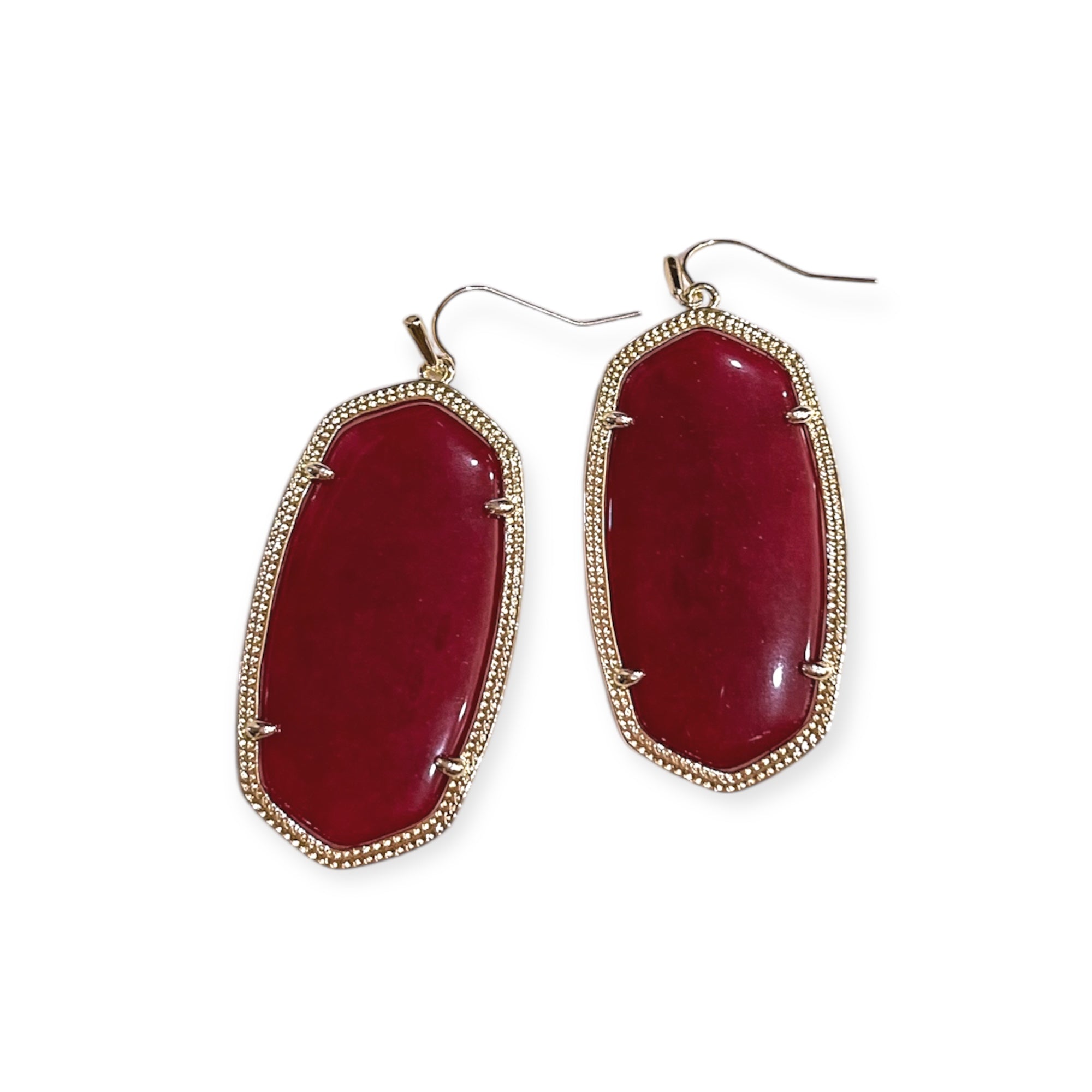 Danielle Maroon Gold Tone Earrings