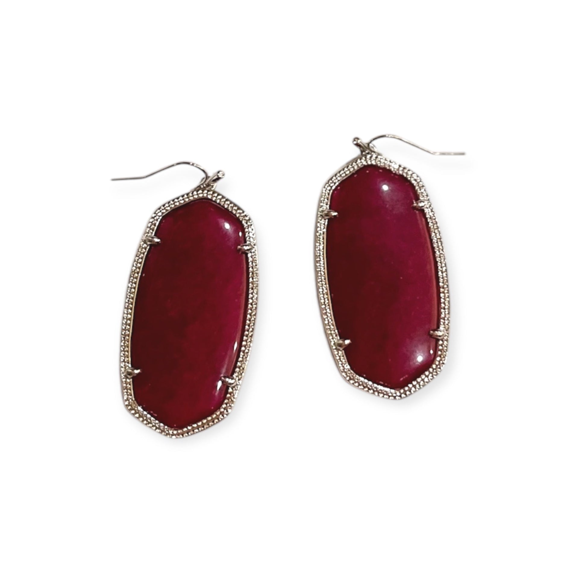 Danielle Maroon Silver Earrings