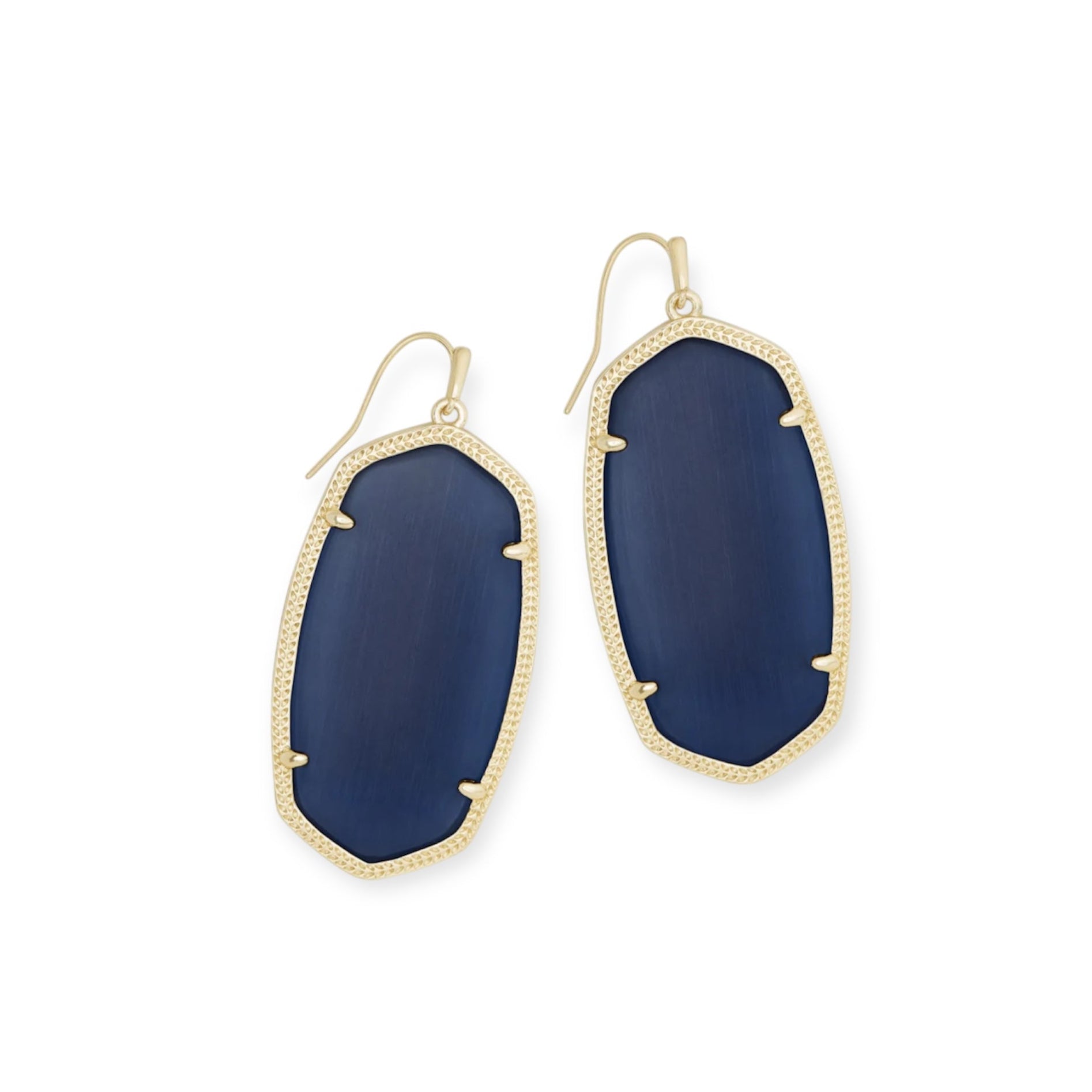 Danielle Navy Gold Tone Earrings