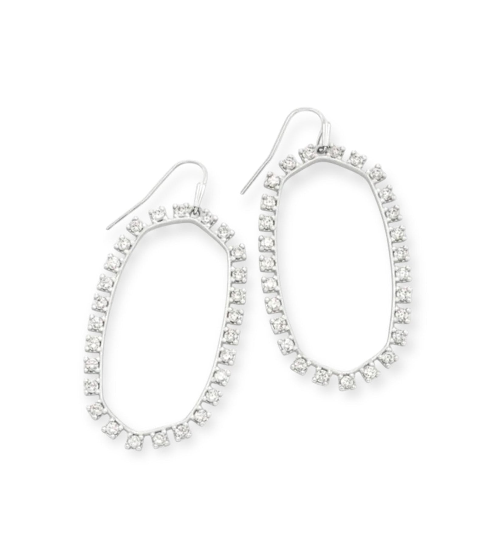 Danielle Open Frame Crystal Rhodium Earrings - Bella's House Tulsa