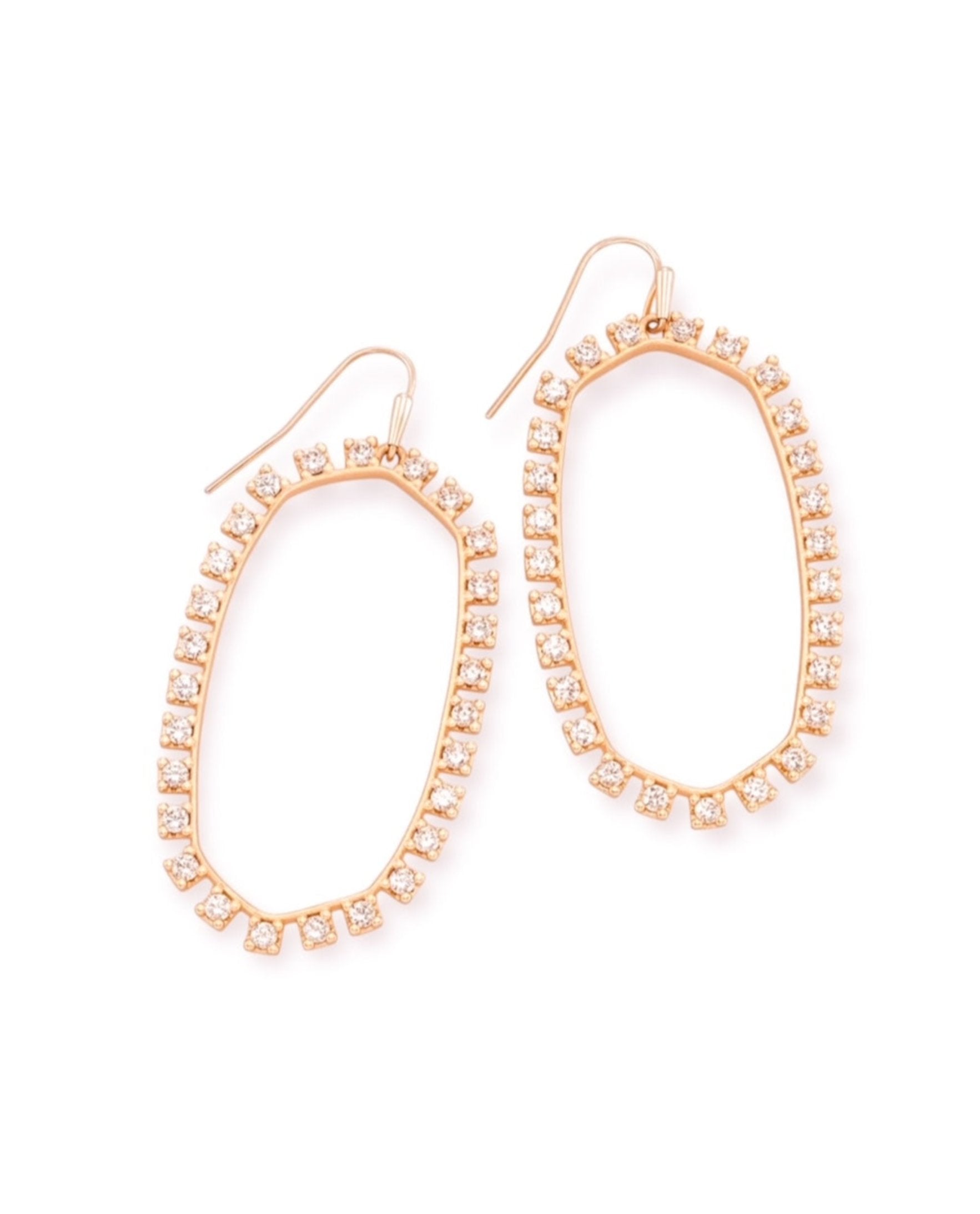 Danielle Open Frame Crystal Rose Gold Earrings - Bella's House Tulsa