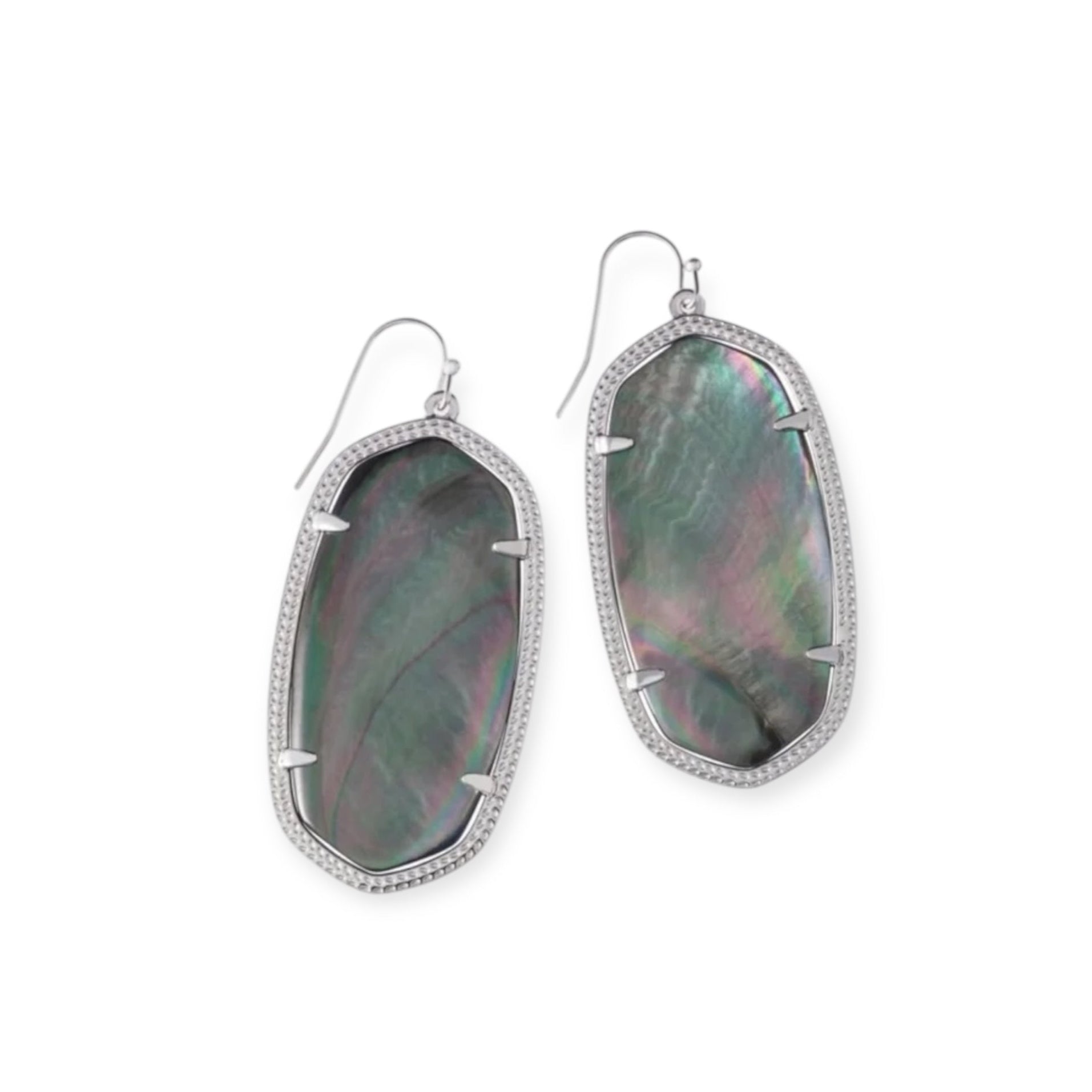 Danielle Silver Drop Earrings in Black Mother-of-Pearl