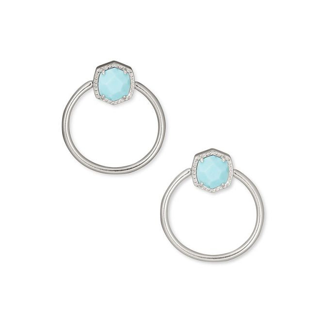 Davie Hoop Earrings in Silver Light Blue Magnesite