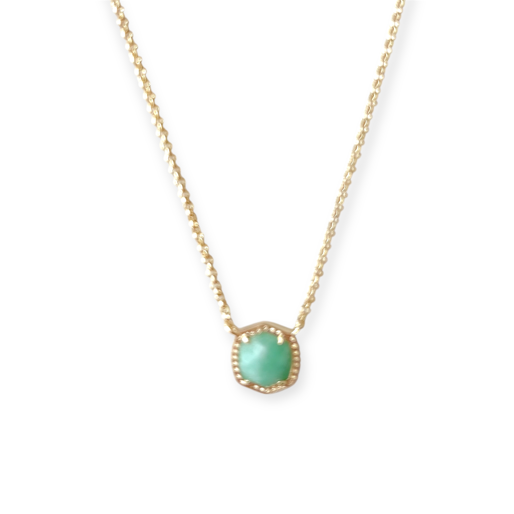 Davie Short Pendant Gold Necklace in Dark Teal Amazonite