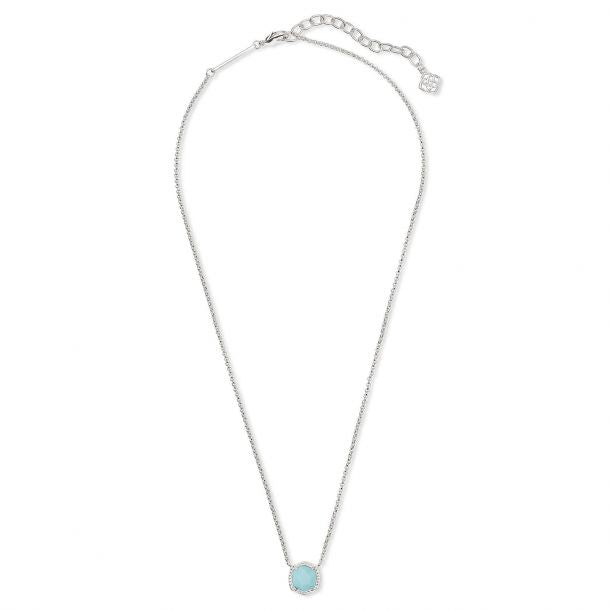Davie Short Pendant Gold Necklace in Light Blue Magnesite