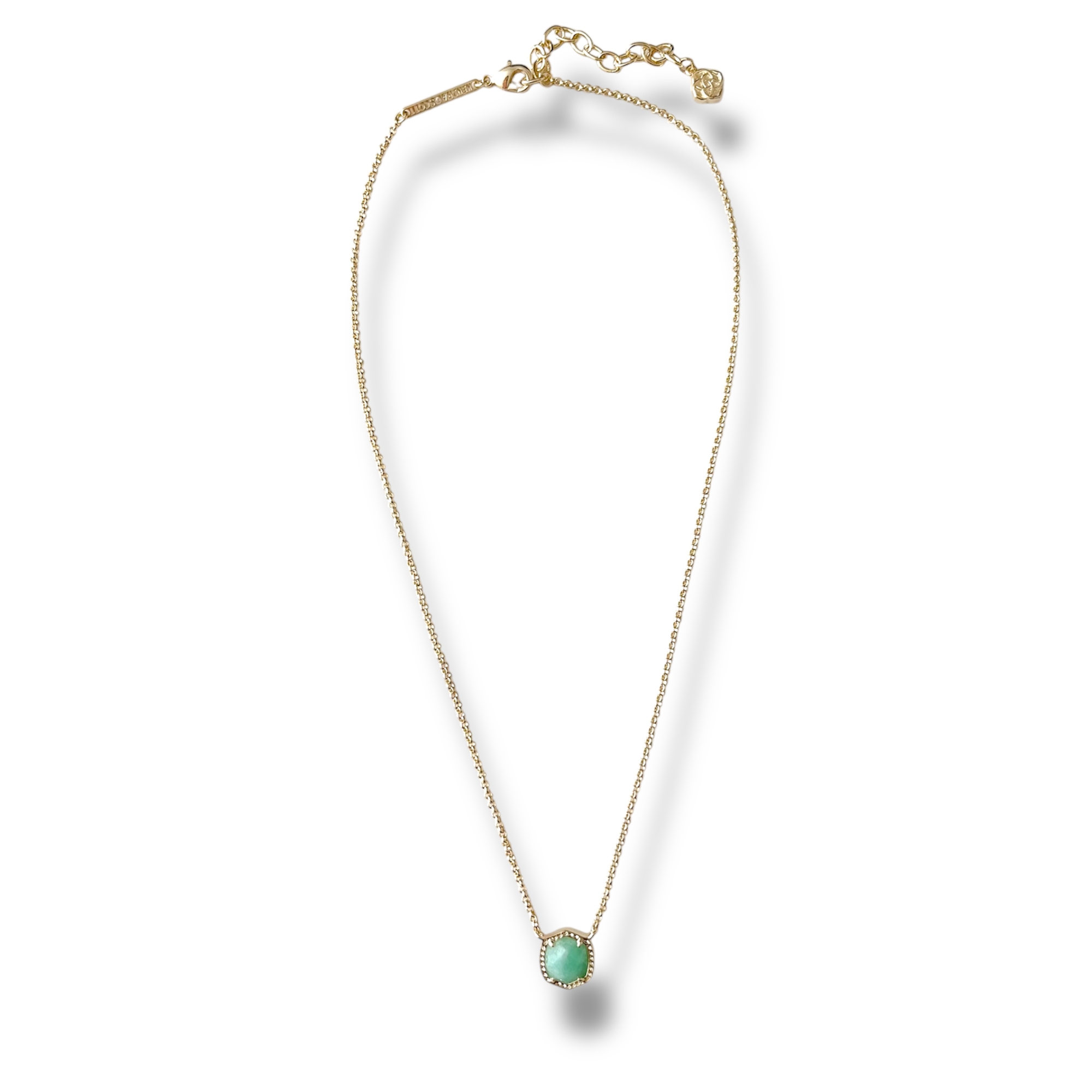 Davie Short Pendant Gold Necklace in Dark Teal Amazonite