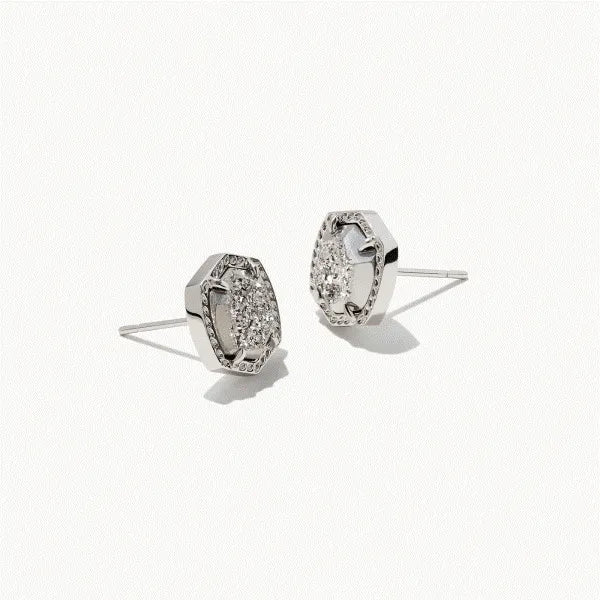 Davie Stud Earrings in Platinum Drusy