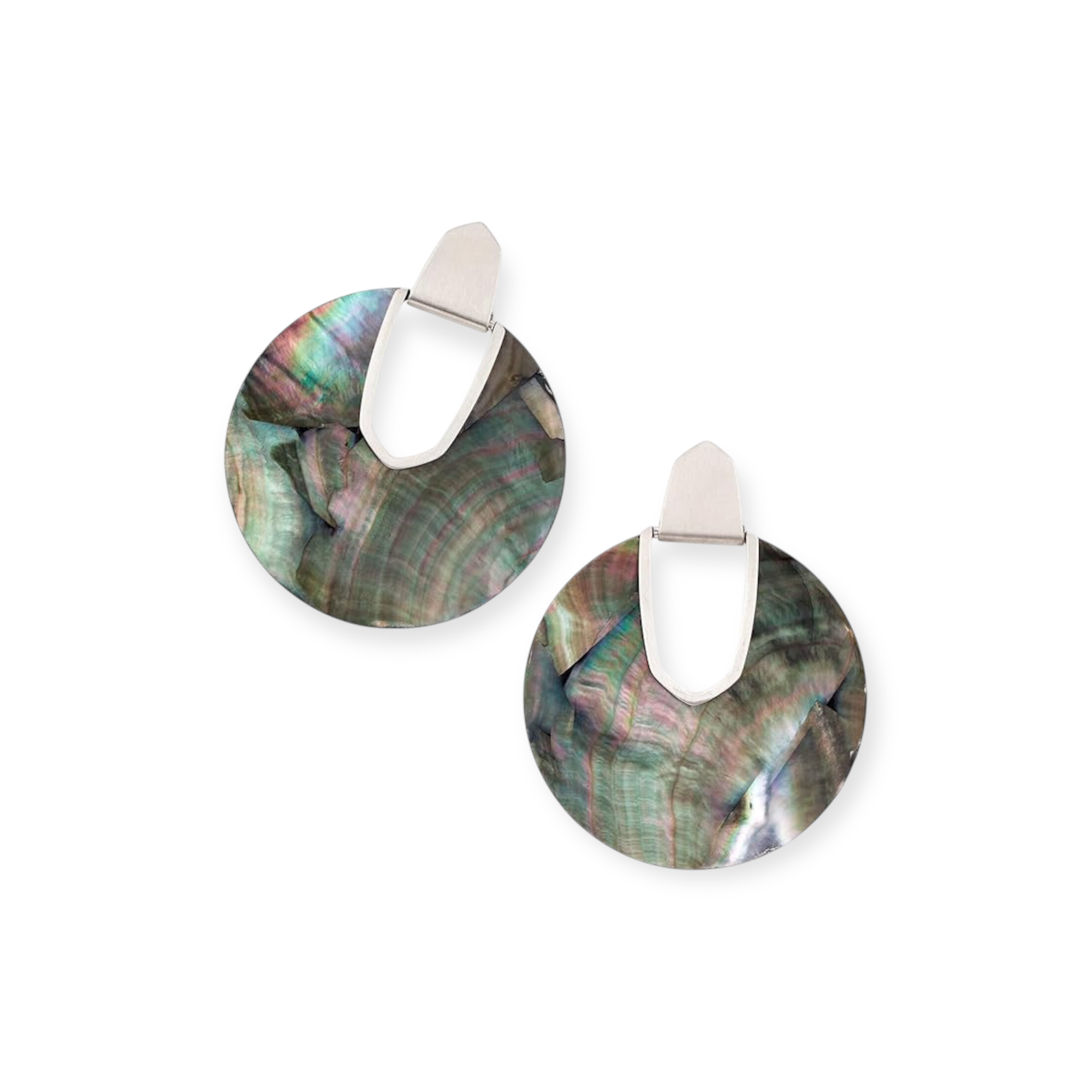 Diane Silver Stud Earrings in Black Mother of Pearl