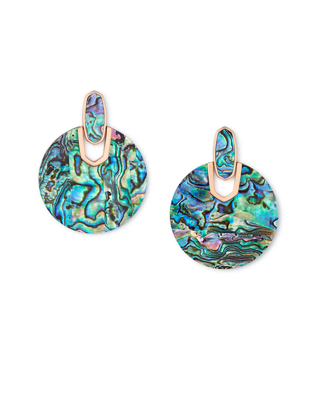 Didi Rose Gold Stud Earrings in Abalone Shell