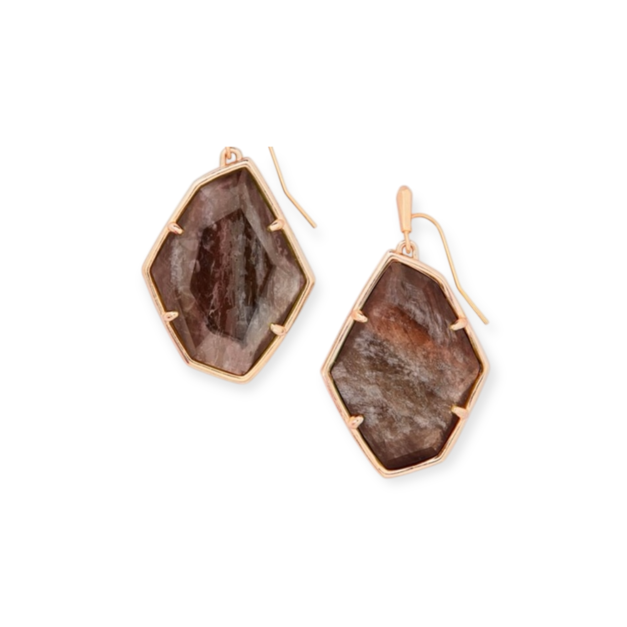 Dunn Rose Gold Drop Earrings in Sable Minka Stone