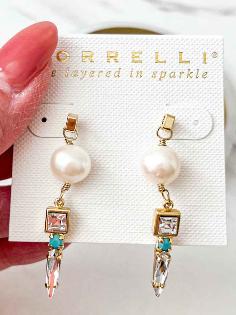 EEC23BGPLP Gold Dangle Polished Pearl Earrings