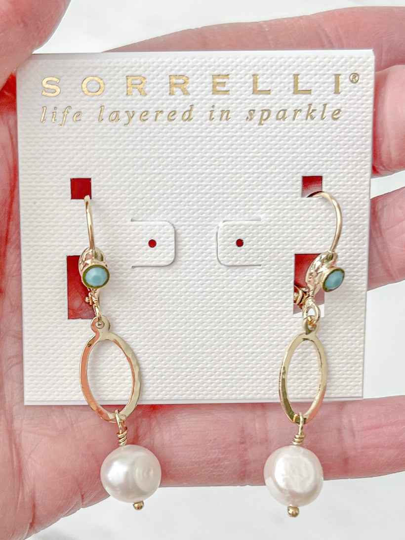 EEC3BGPLP Gold Dangle Polished Pearl Earrings