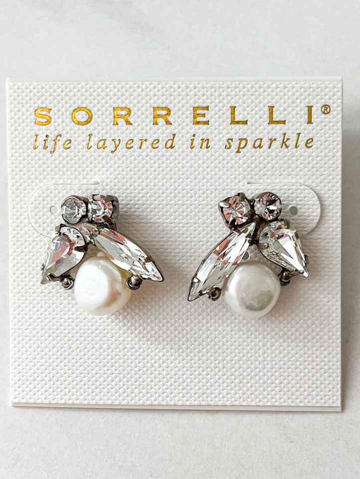 EEC5ASCRY Antique Silver Elisa Stud Earrings Crystal