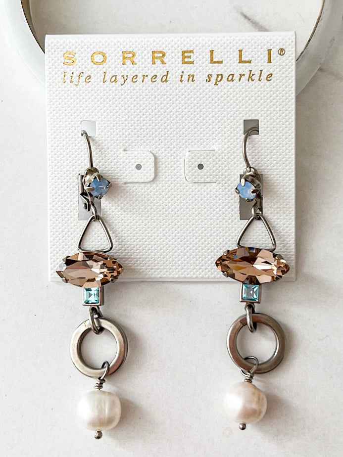 EEC6ASPRP Antique Silver Crystal Dangle Earrings Pastel Prep