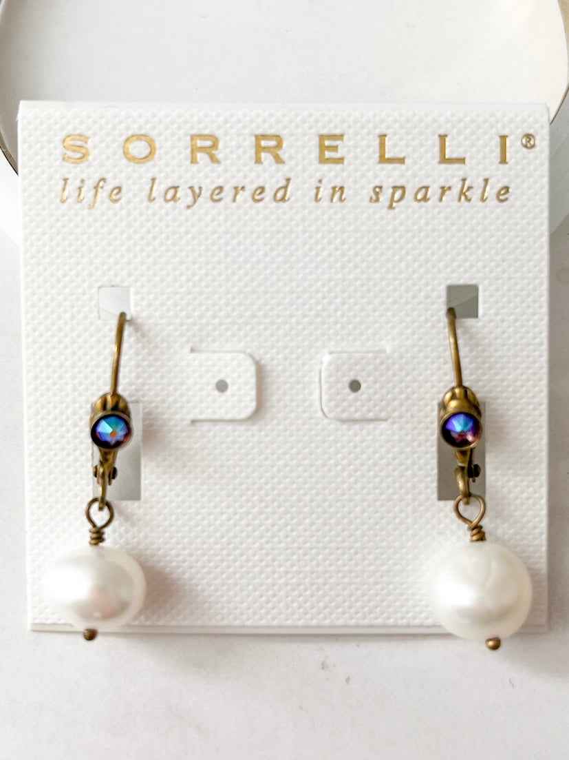 EEF14AGGOT Antique Gold Pearl Dangle Earrings Game of Tones