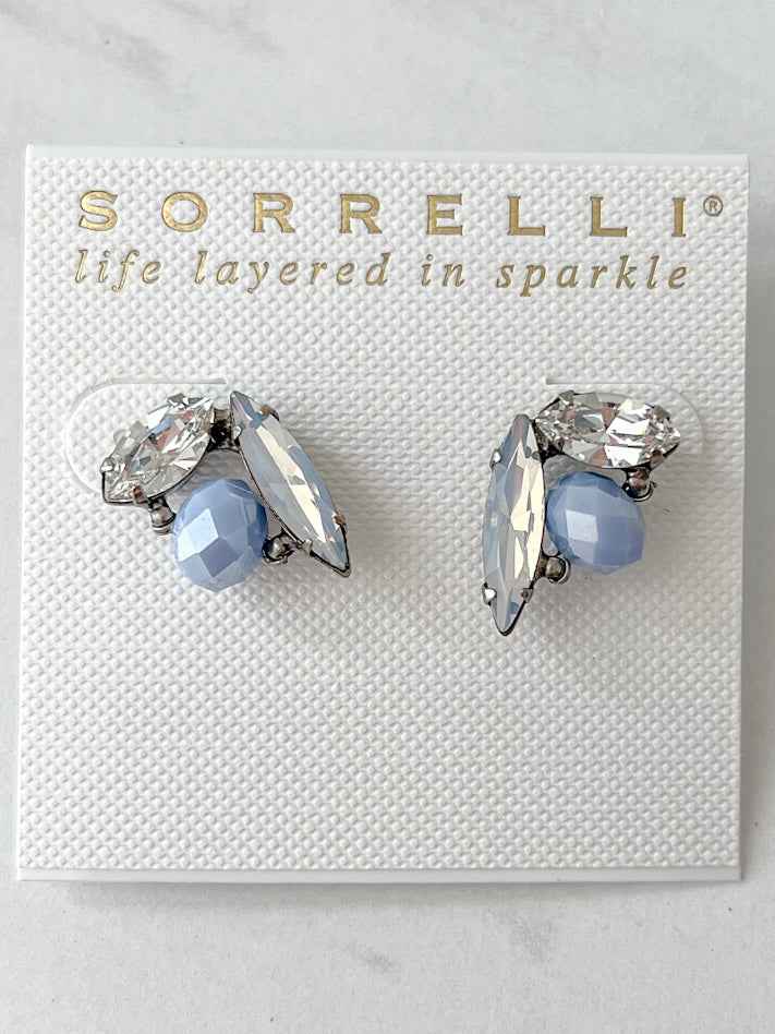 EEF41ASGLC Antique Silver Crystal Cluster Stud Earrings Glacier