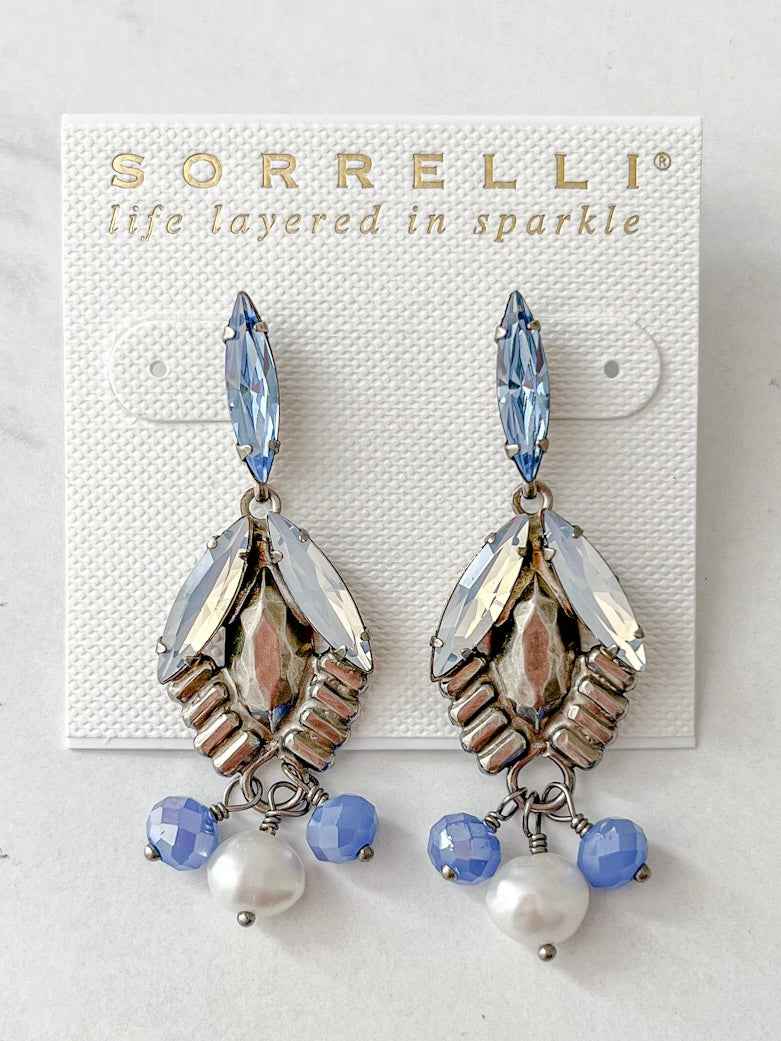 EEF4ASGLC Antique Silver Crystal Drop Earrings Glacier