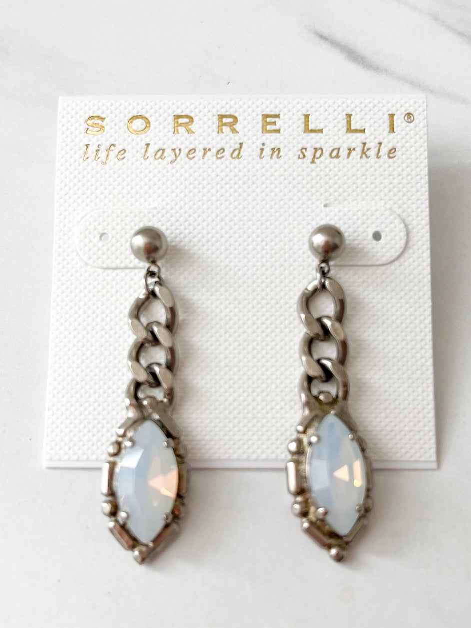 EEF5ASGLC Antique Silver Link Chain Dangle Earrings Glacier