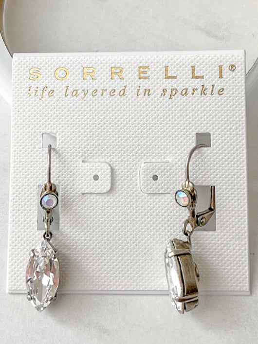 EEF86ASGLC Antique Silver Crystal Dangle Earrings Glacier
