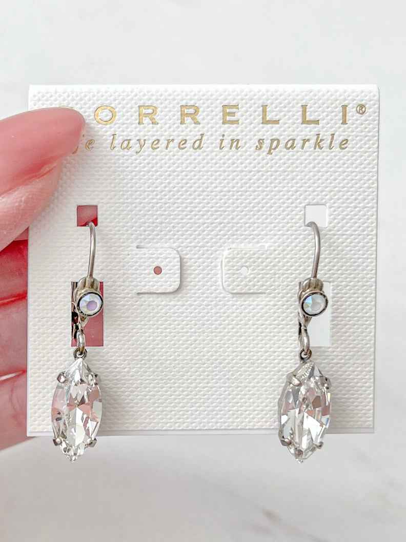 EEF86ASGLC Antique Silver Crystal Dangle Earrings Glacier