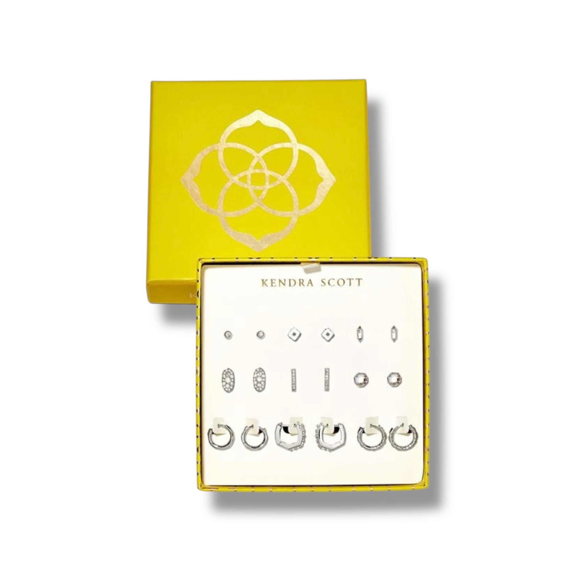 Earring Set 9 CZ Gift Set in Rhodium White Crystal