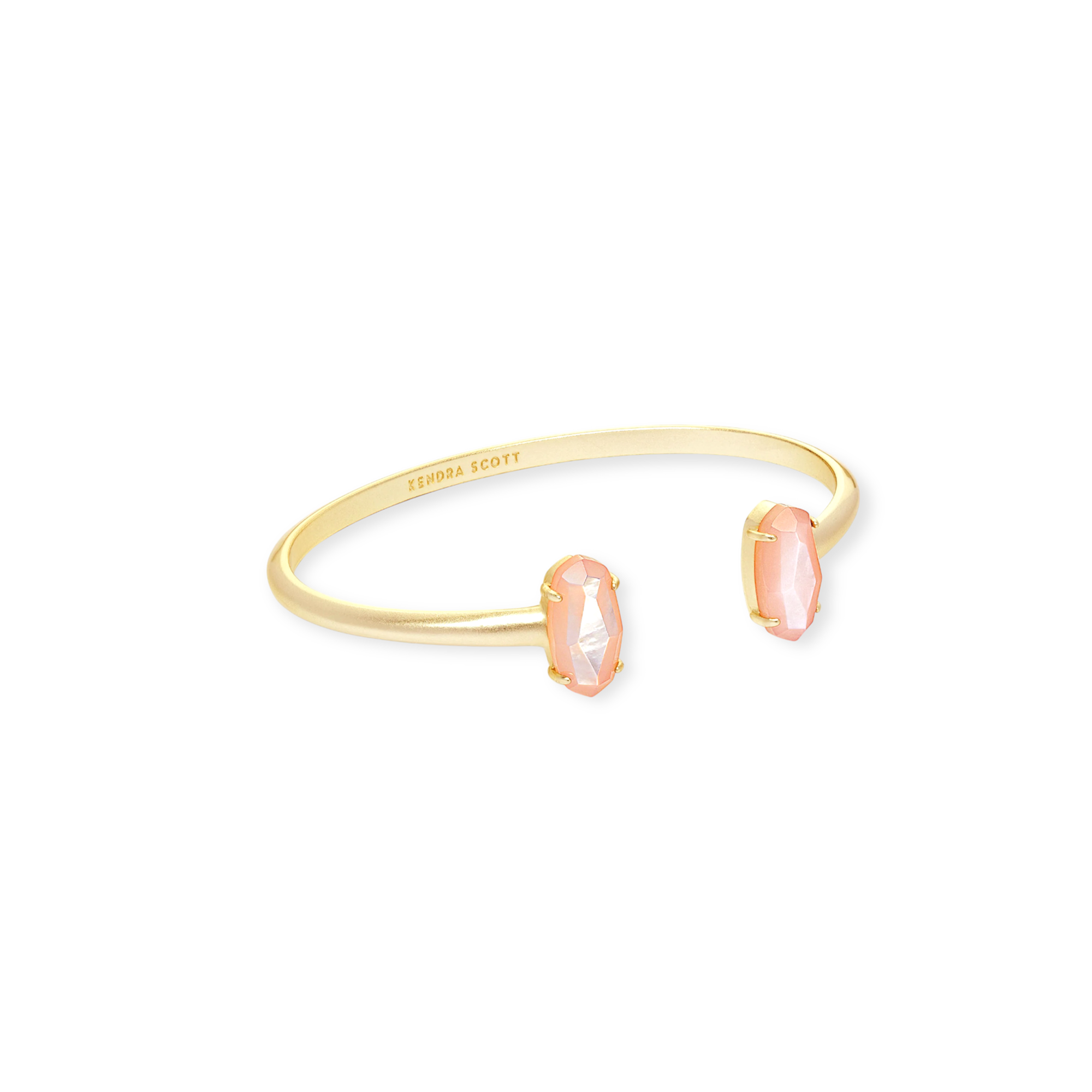 Edi Gold Cuff Bracelet in Peach Mother of Pearl