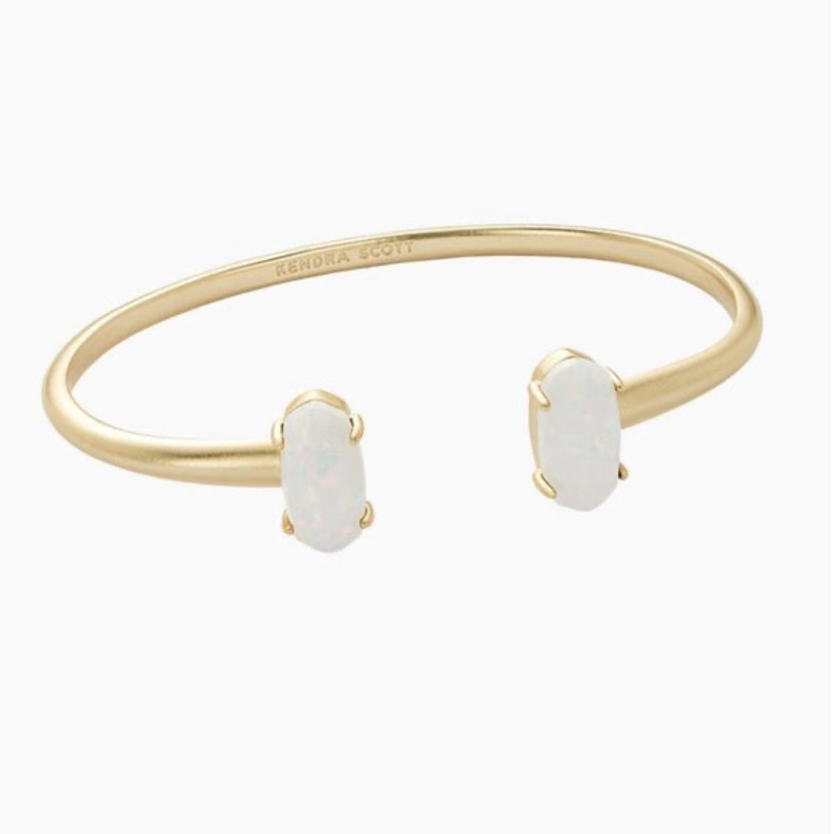 Edi Gold Cuff Bracelet in White Opal