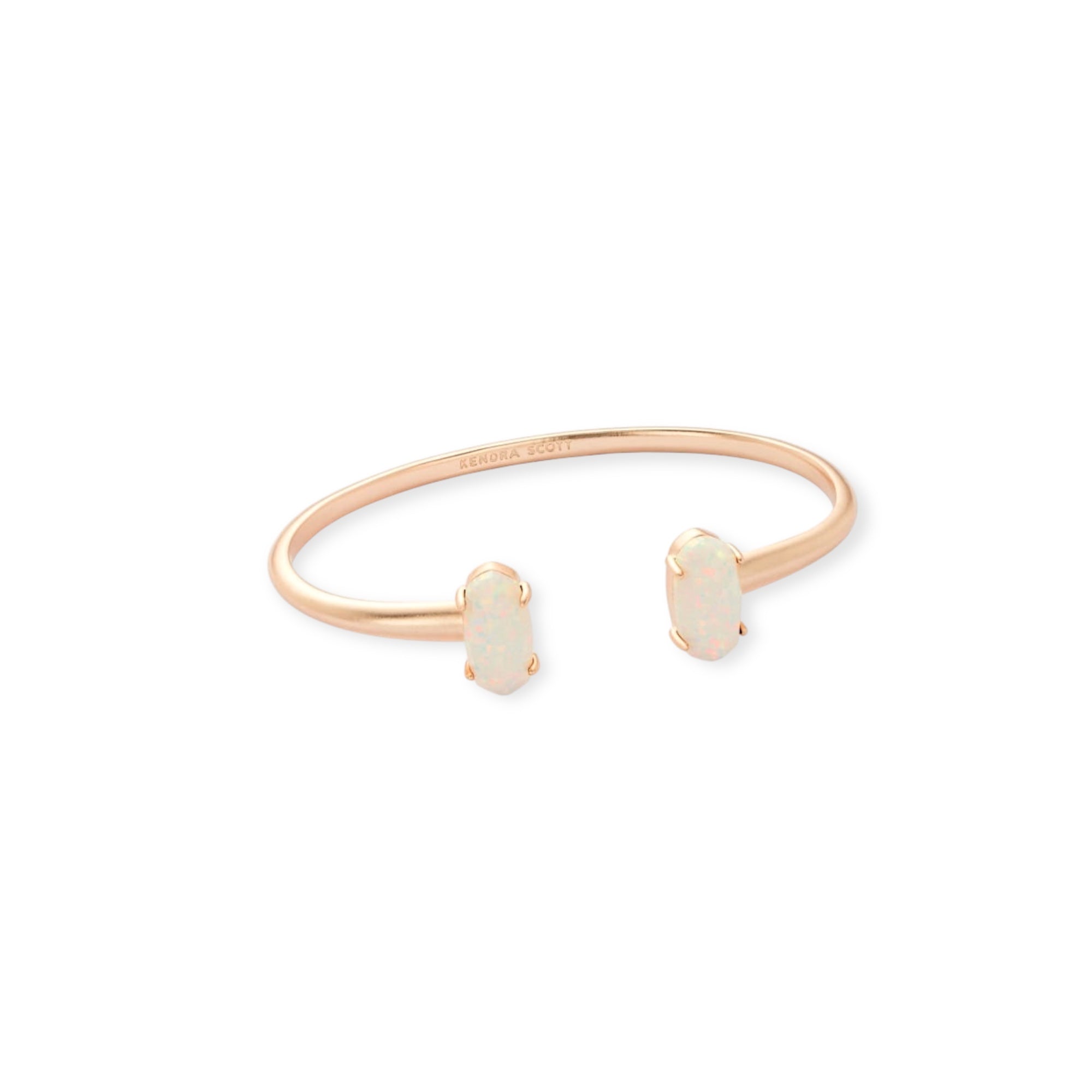Edi Rose Gold Cuff Bracelet in White Opal