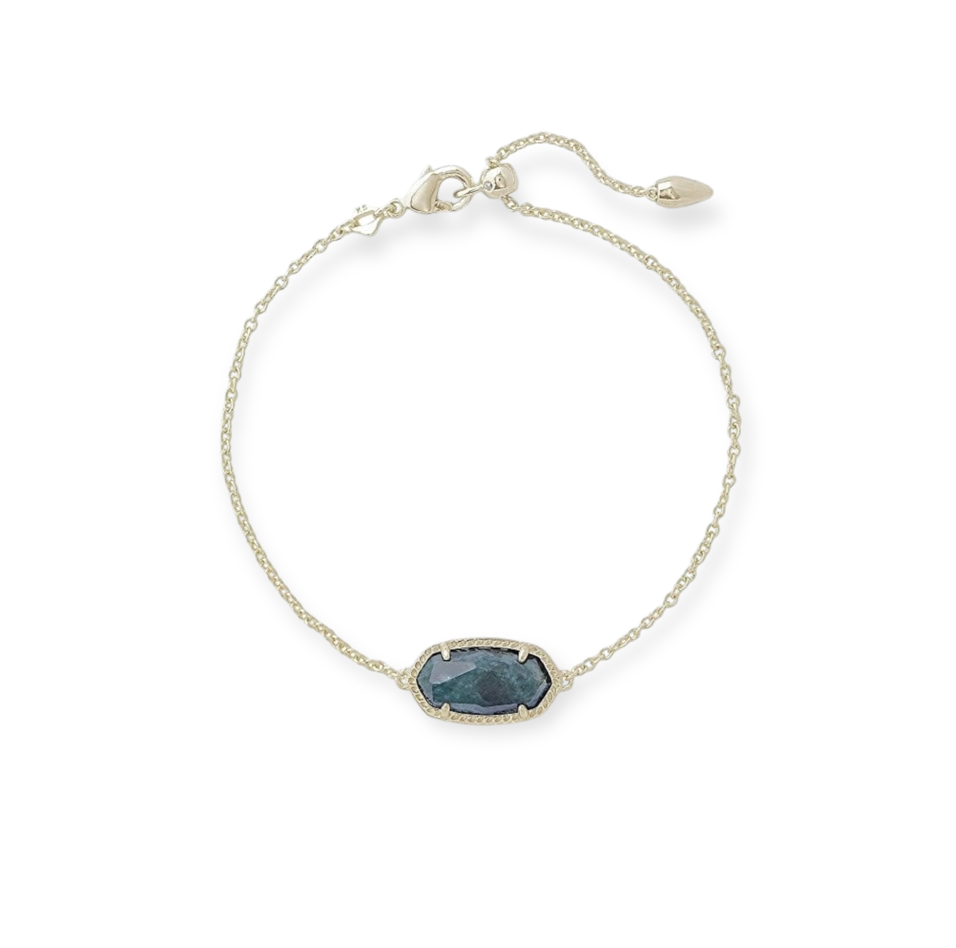 Elaina Adjustable Chain Bracelet Bright Silver in Green Apatite