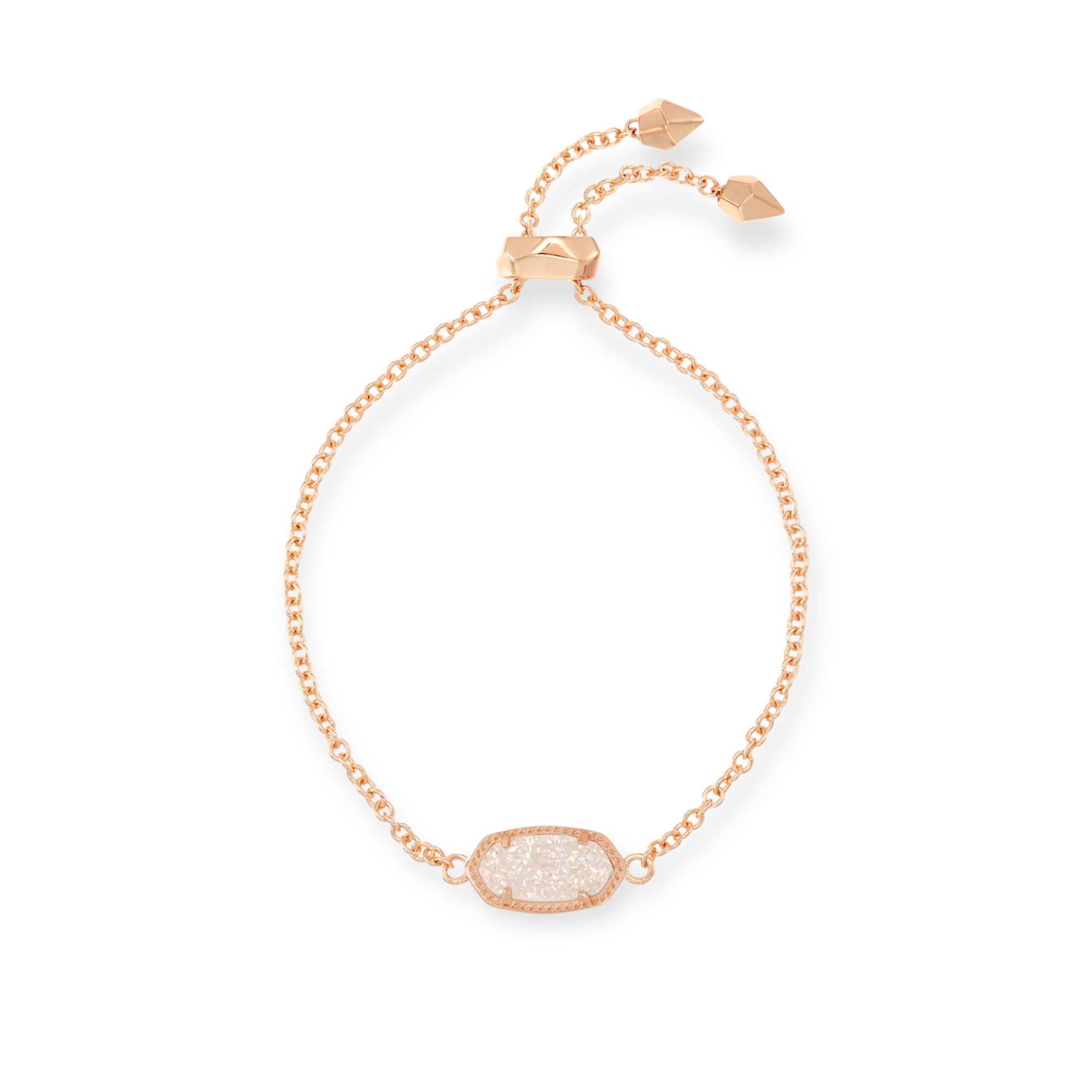 Elaina Adjustable Chain Bracelet Rose Gold Iridescent Drusy