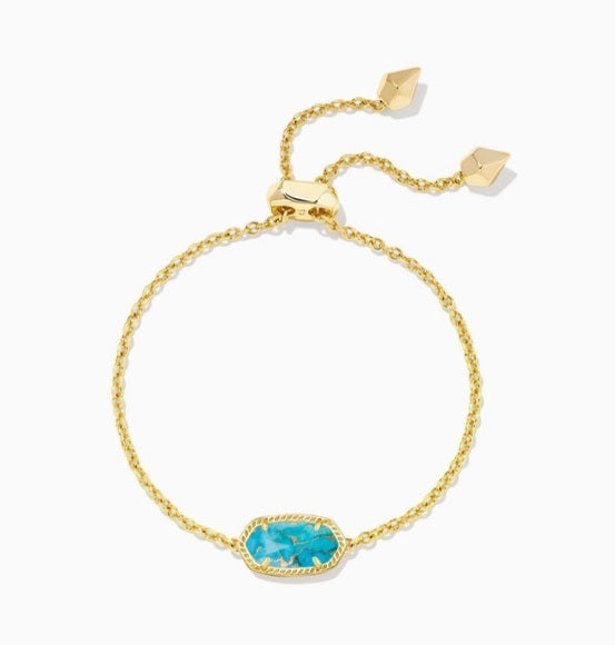 Elaina Adjustable Chain Gold Bracelet in Bronze Veined Turquoise