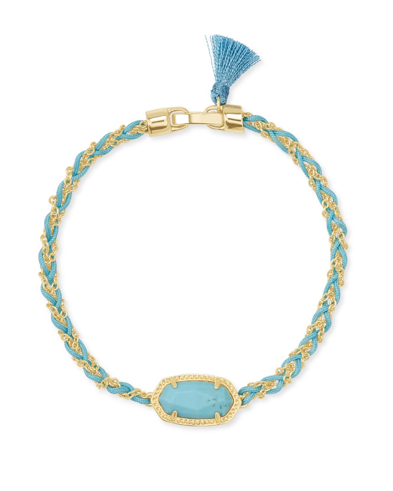 Elaina Braided Friendship Bracelet Gold in Light Blue Magnesite