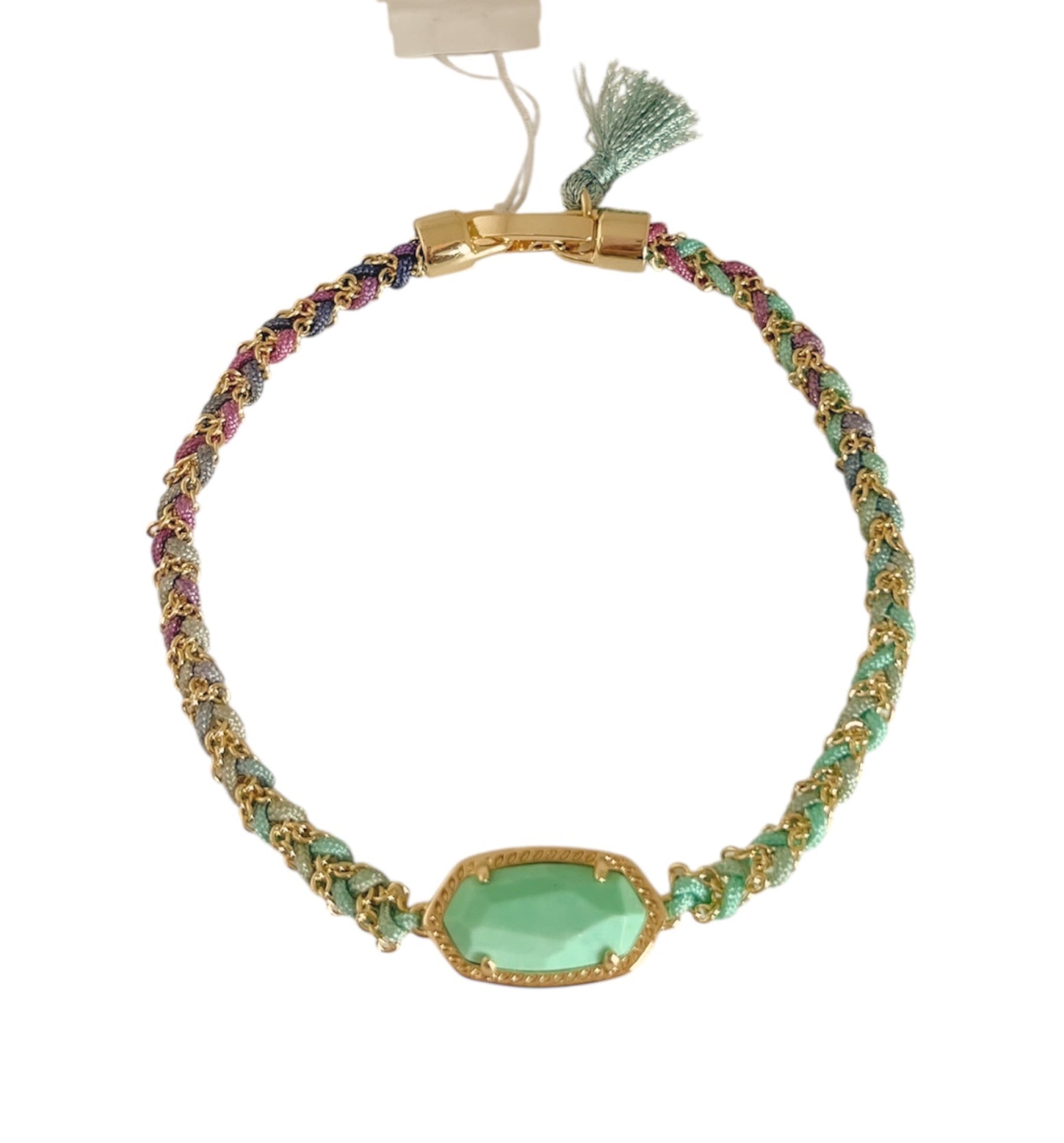 Elaina Braided Friendship Bracelet Gold in Mint Magnesite
