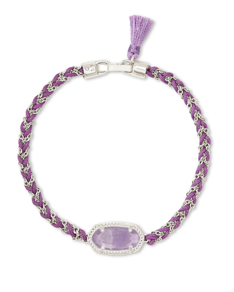 Elaina Braided Friendship Bracelet Silver in Purple Amethyst