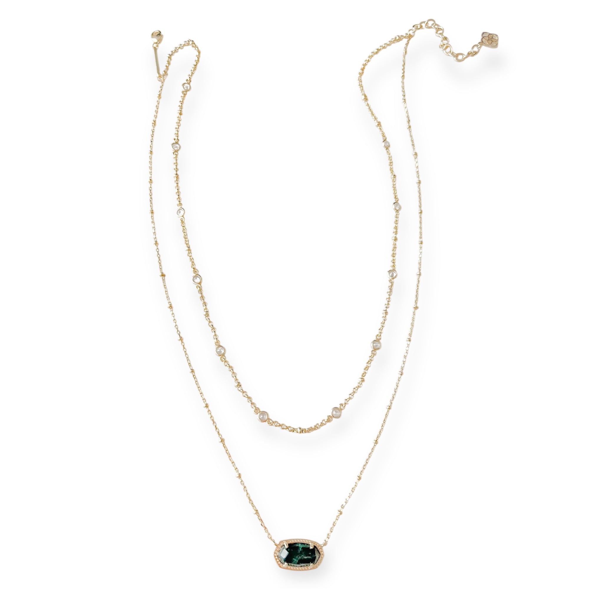 Elisa Gold Multi Strand Necklace in Dark Teal Magnesite