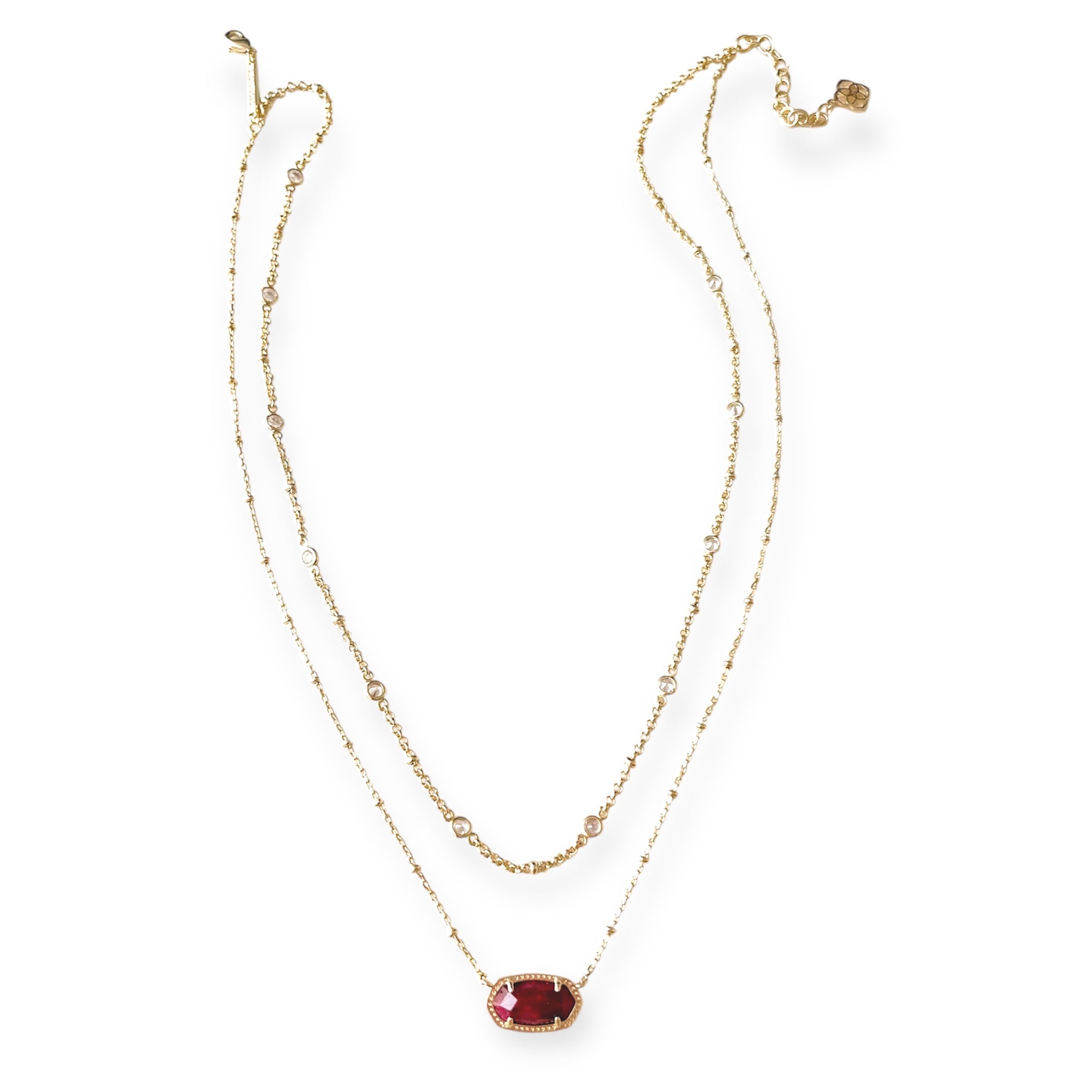 Elisa Gold Multi Strand Necklace in Maroon Magnesite