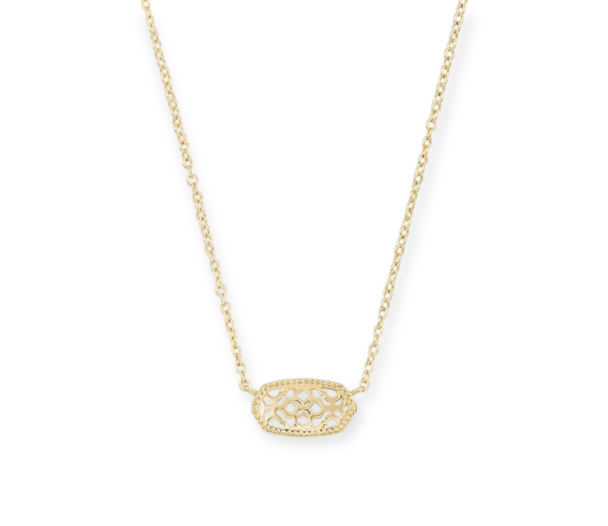 Elisa Gold Pendant Necklace in Filigree