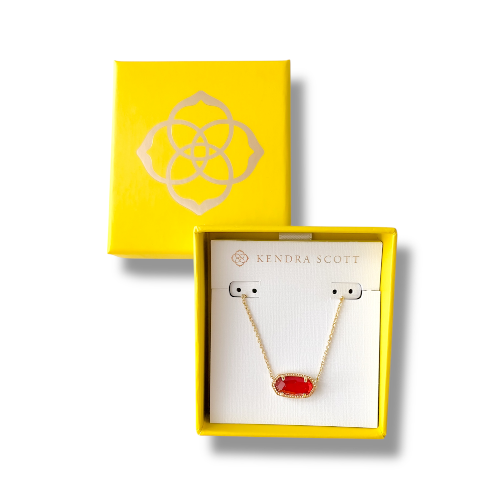 Elisa Gold Pendant Necklace in Red Illusion Boxed