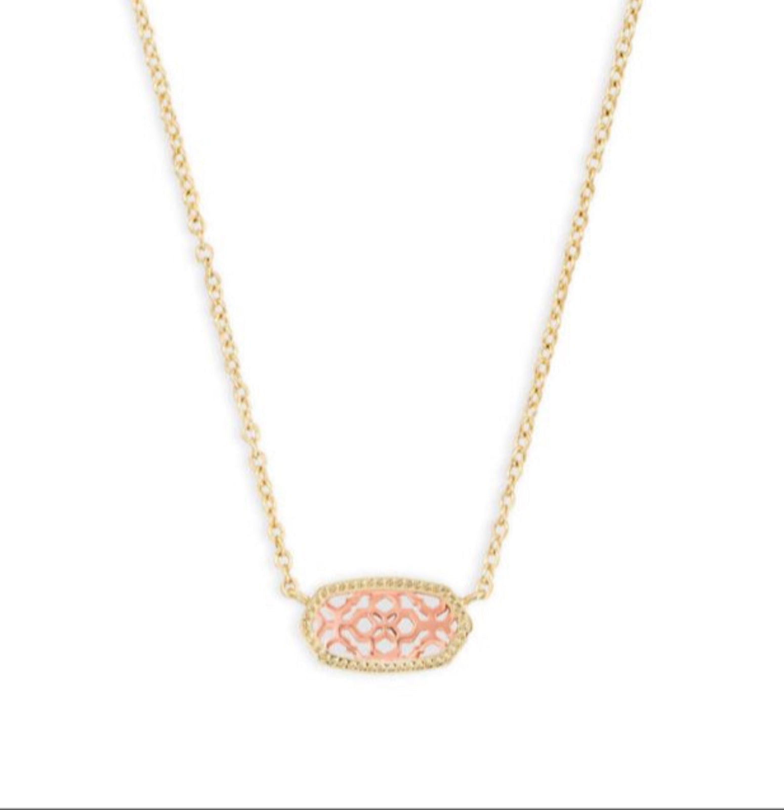 Elisa Gold Pendant Necklace in Rose Gold Filigree
