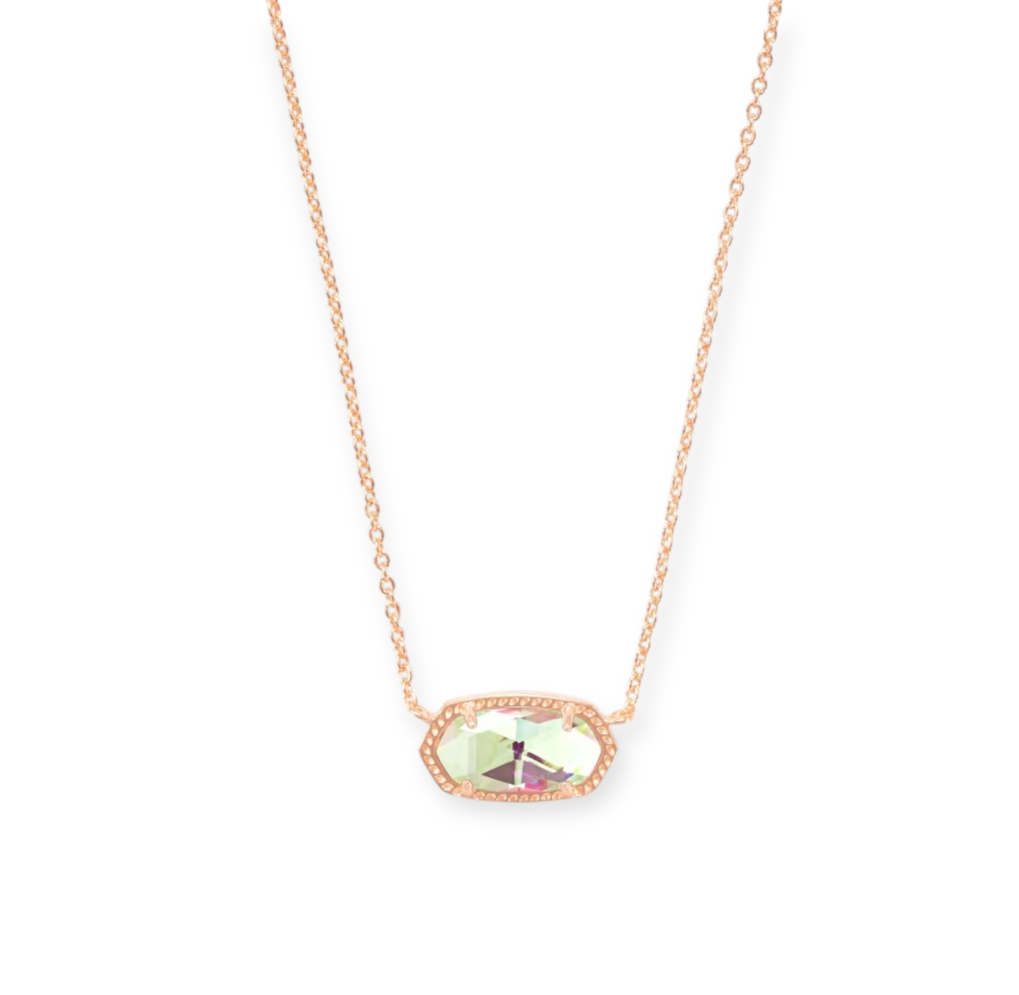 Elisa Rose Gold Pendant Necklace in Dichroic Glass