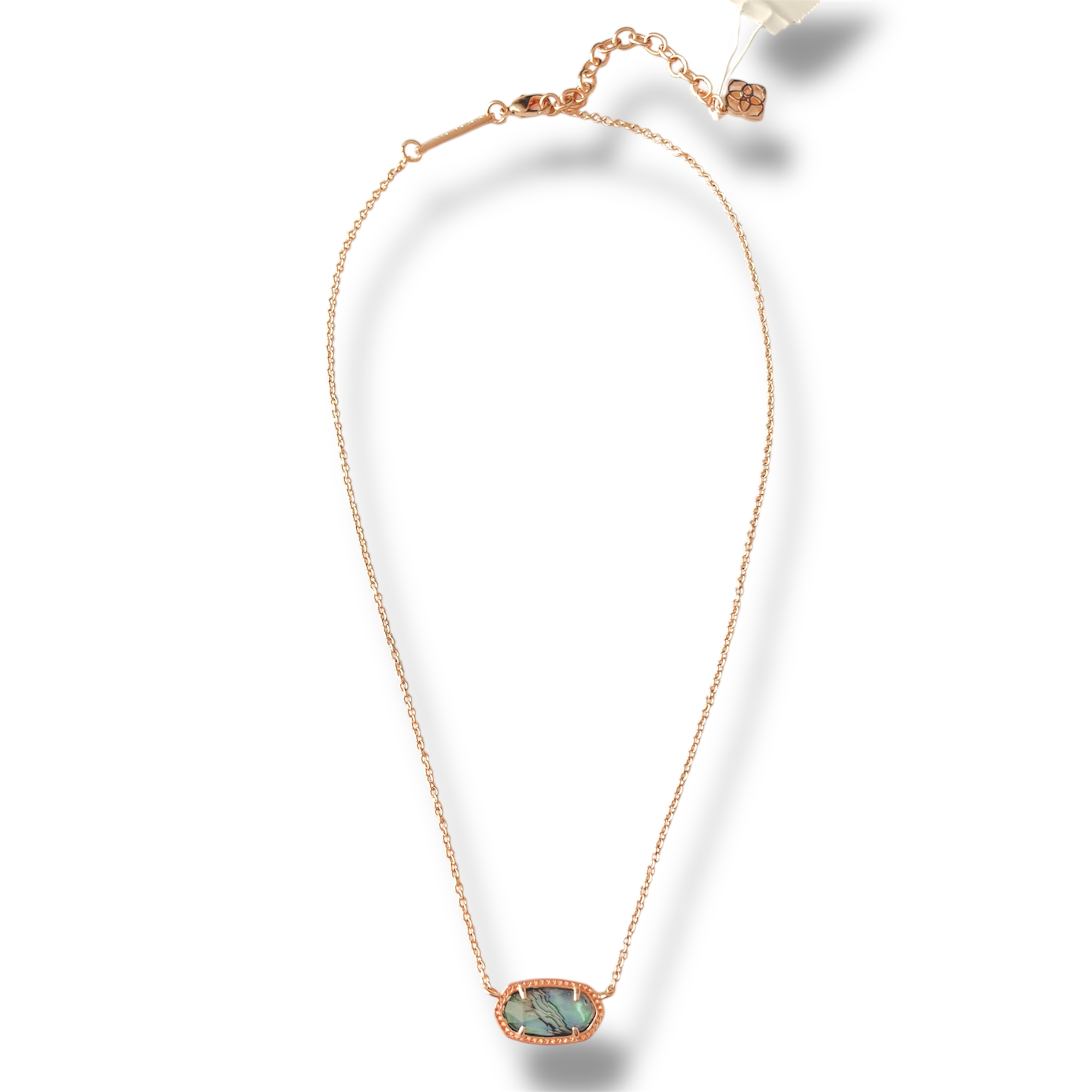 Elisa Rose Gold Short Pendant Necklace in Abalone Shell