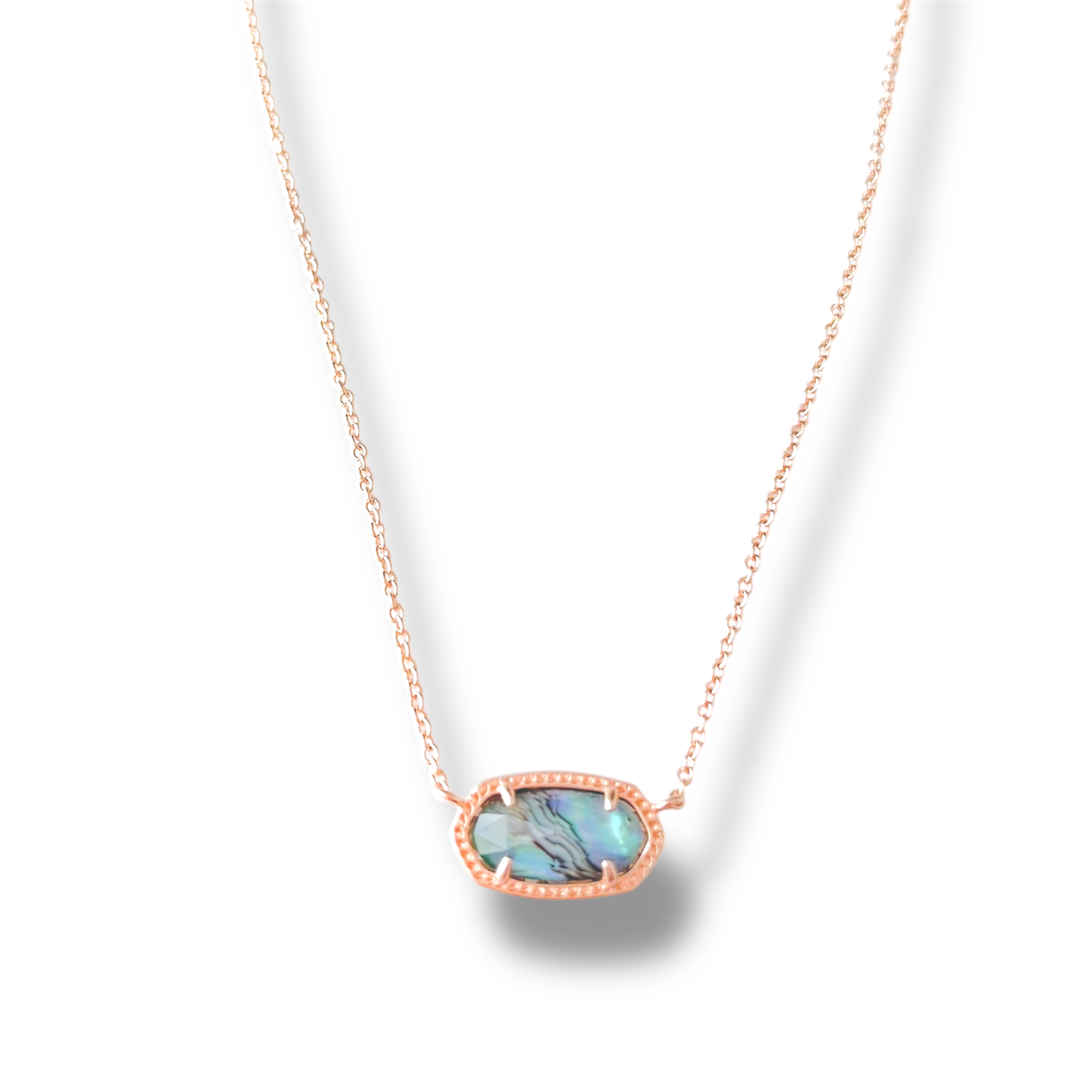 Elisa Rose Gold Short Pendant Necklace in Abalone Shell
