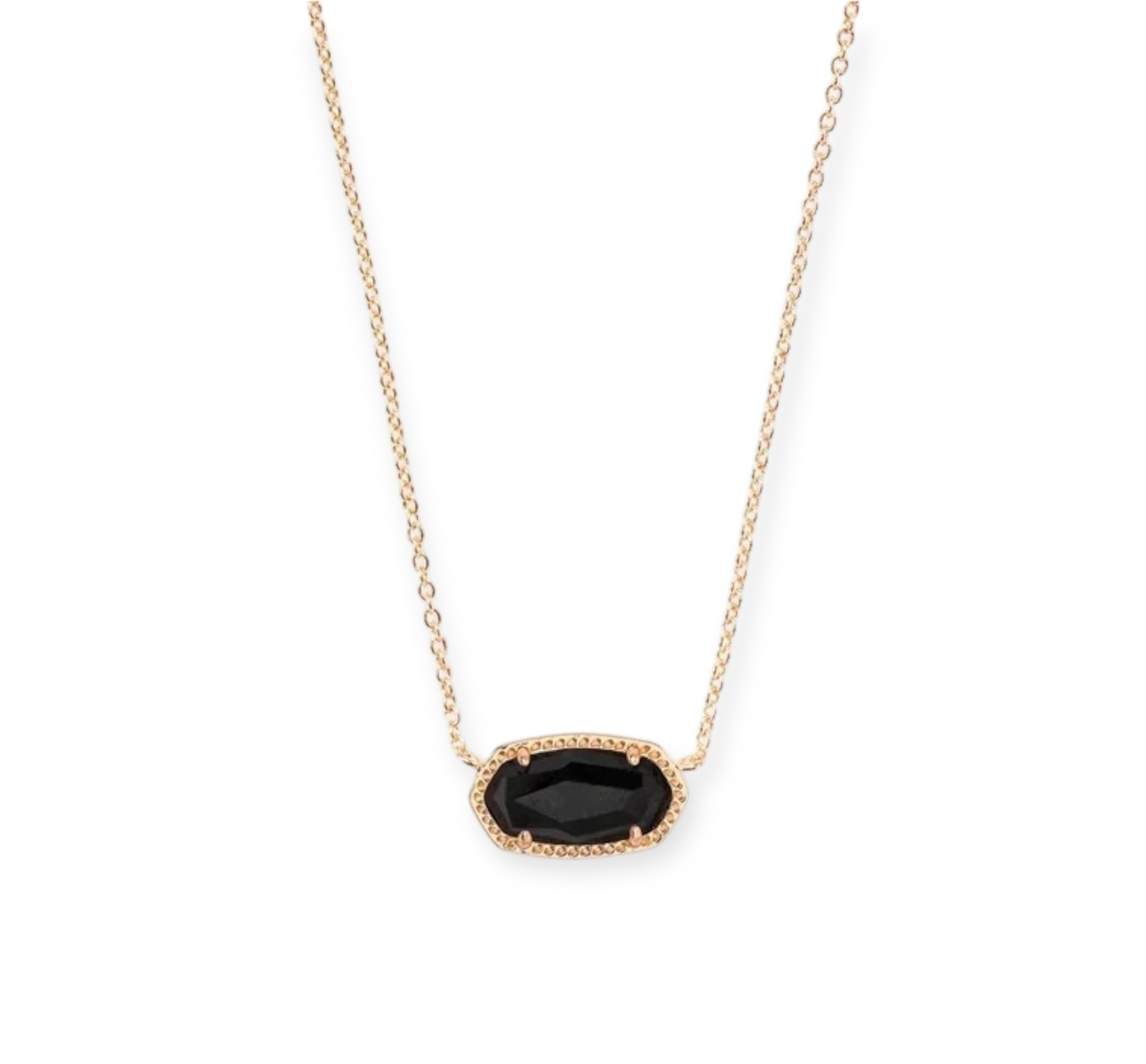 Elisa Rose Gold Short Pendant Necklace in Black Opaque Glass