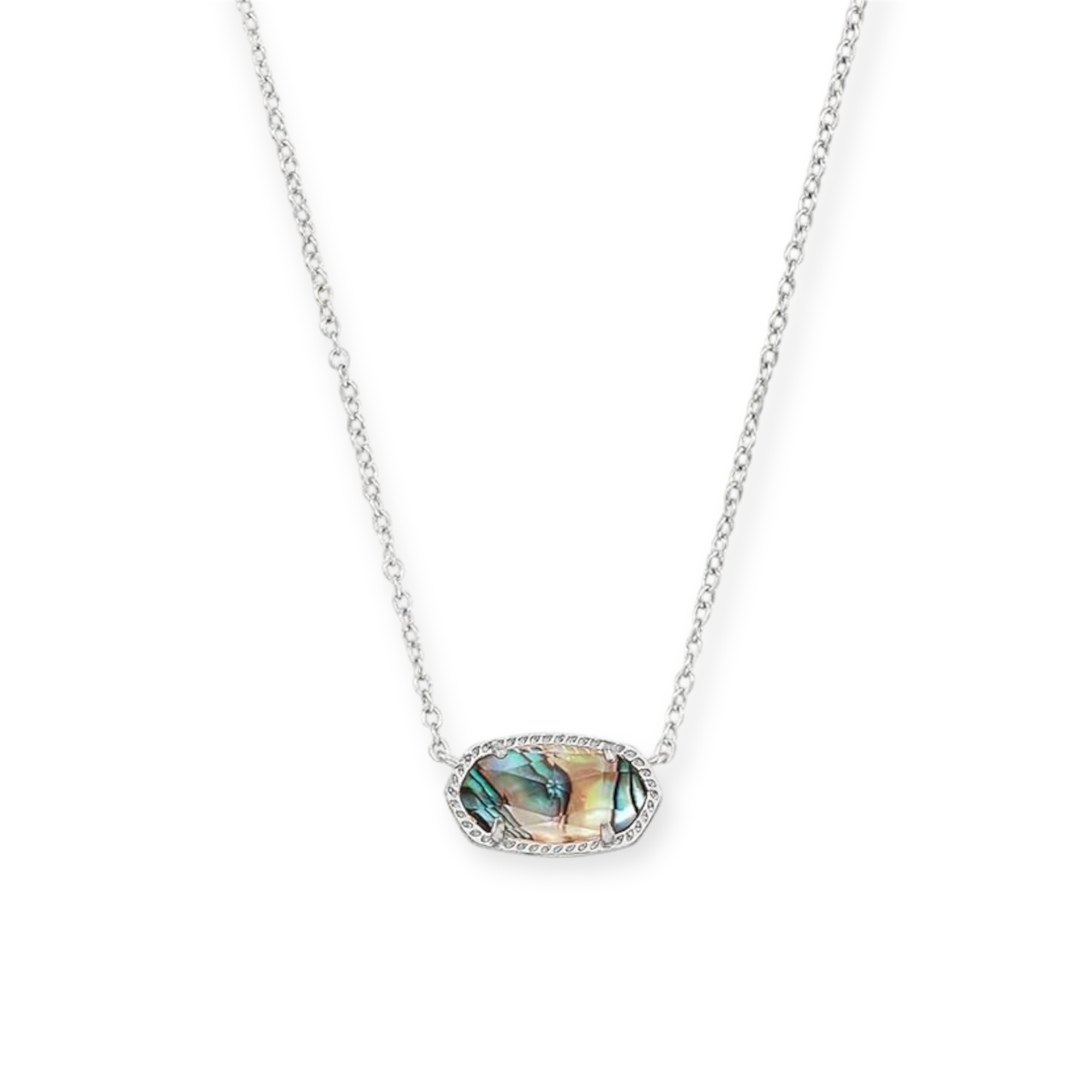 Elisa Silver Pendant Necklace in Silver Abalone