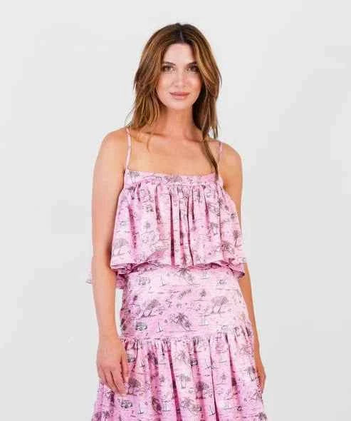 Eliza Top Le Beach Toile Pink Eliza Top