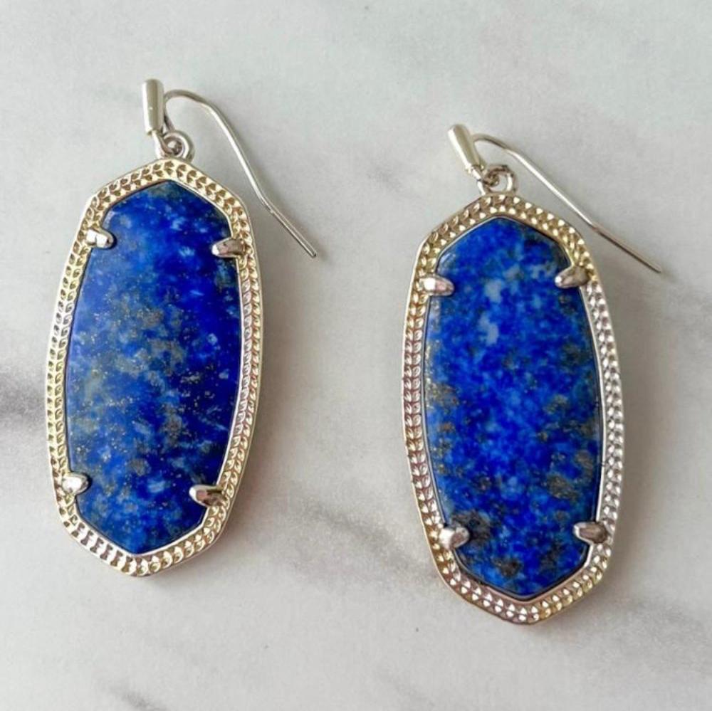 Elle Bright Silver Blue Lapis Earrings - Bella's House Tulsa