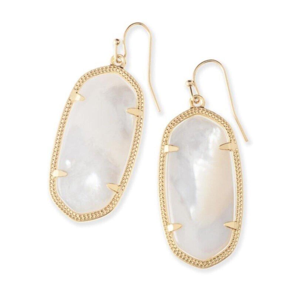 Faceted Elle Gold Mother of Pearl Earrings - Bella's House Tulsa